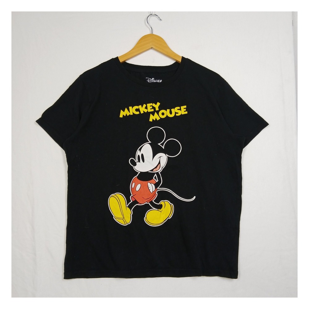 Disney Mickey Mouse Graphic T-Shirt Black Short Sleeve Size L/G